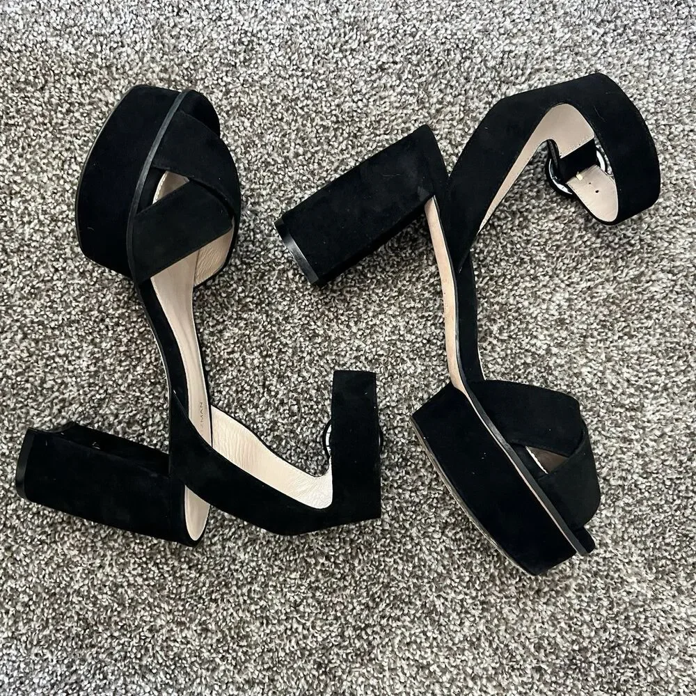 Stuart Weitzman Carmina Platform Block Heel Suede Sandals